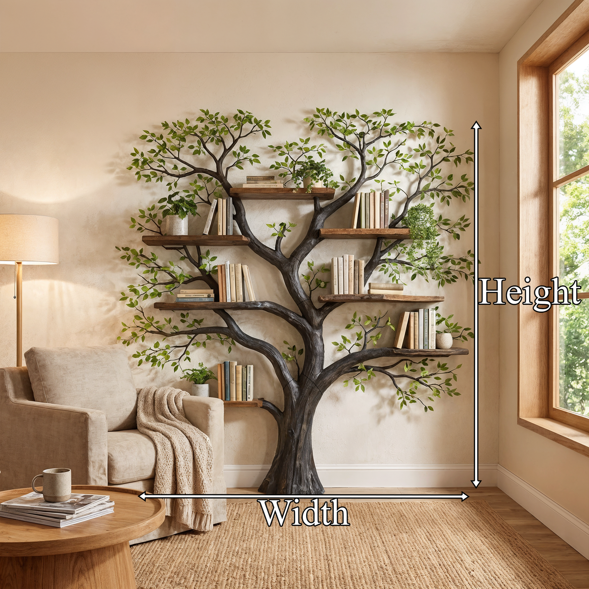 Handcrafted Wood Tree Storage Bookcase