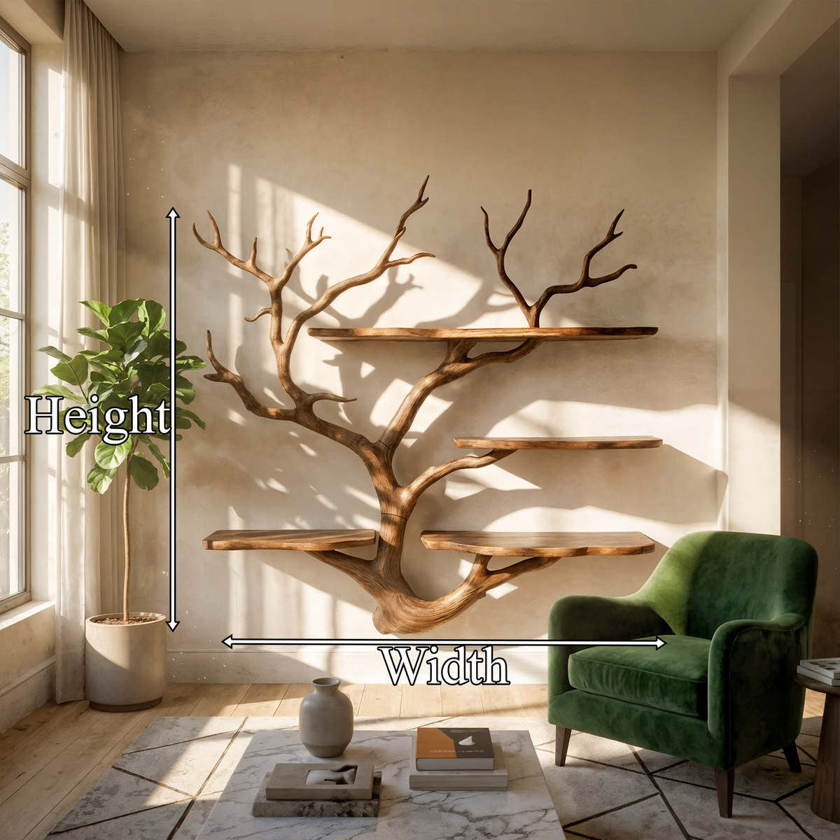 Sculptural Tree Wall Shelf