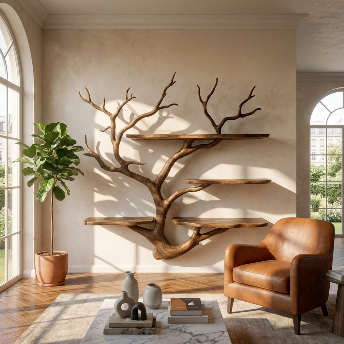 Sculptural Tree Wall Shelf