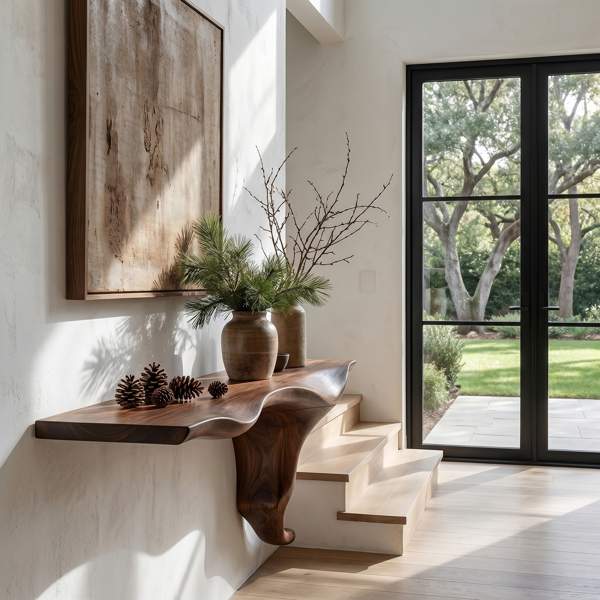Organic Wall Mounted Console Table With Sculptural Tree Root Design For Entryway