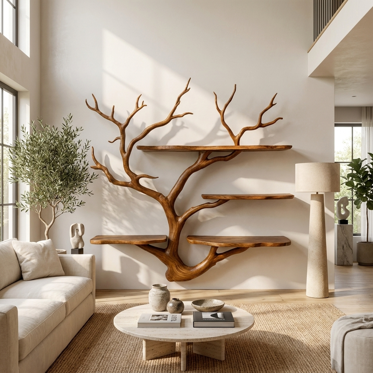 Sculptural Tree Wall Shelf