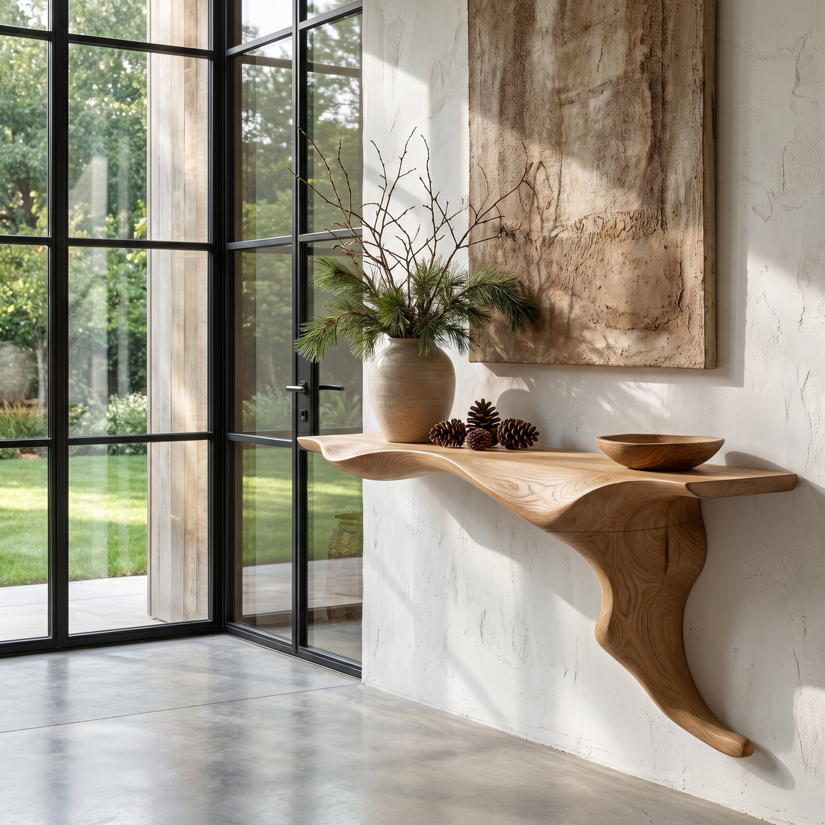 Organic Wall Mounted Console Table With Sculptural Tree Root Design For Entryway