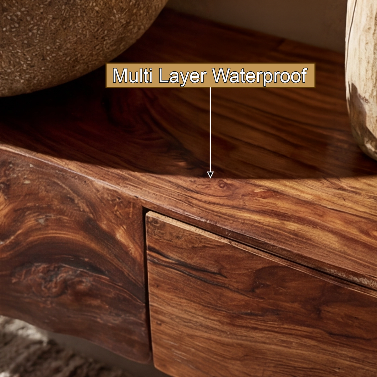Zorren Live Edge Solid Wood Floating Bathroom Vanity With Drawers