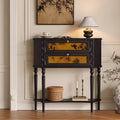 H35" Light Luxury Accent Solid Wood Storage Console Table Cabinet