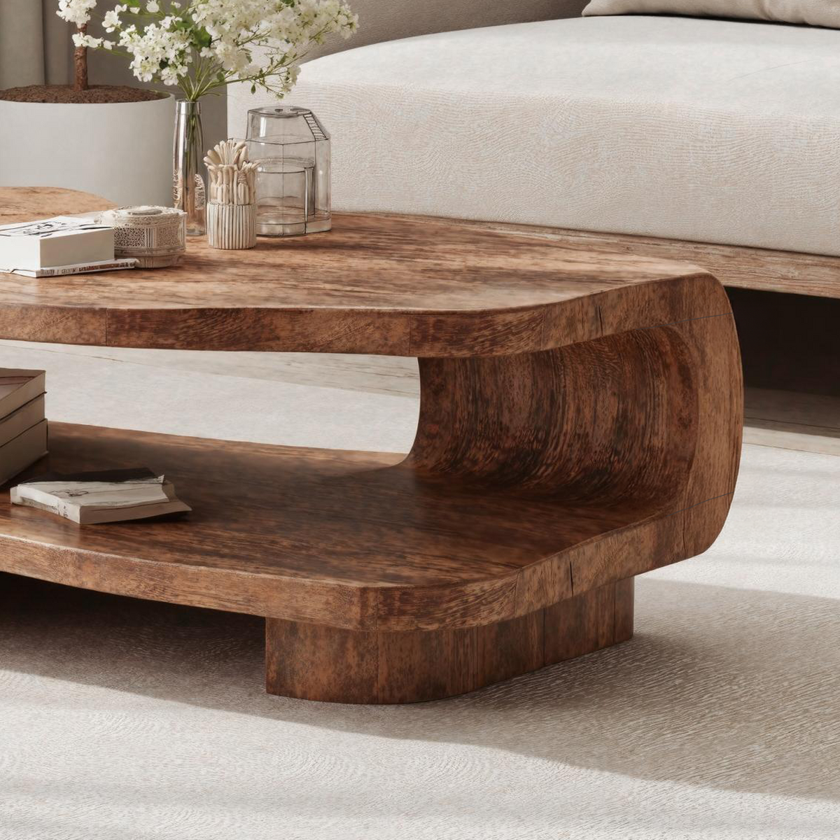 Farmhouse Wooden Coffee Table For Entryway Accent